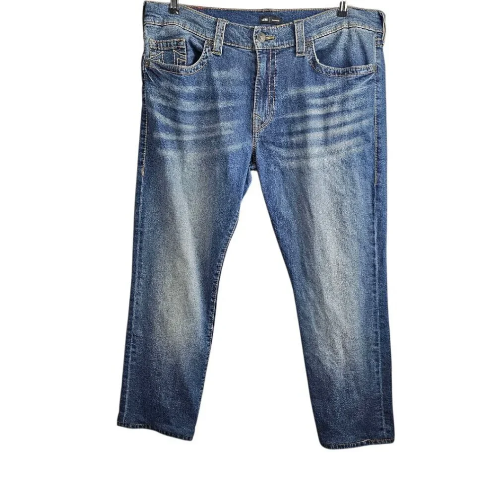 True Religion World Tour Denim Geno Relaxed Slim Blue Jeans